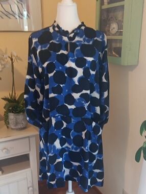 Masai Blue Dot Shift Dress. Danish. Nordicgirl.